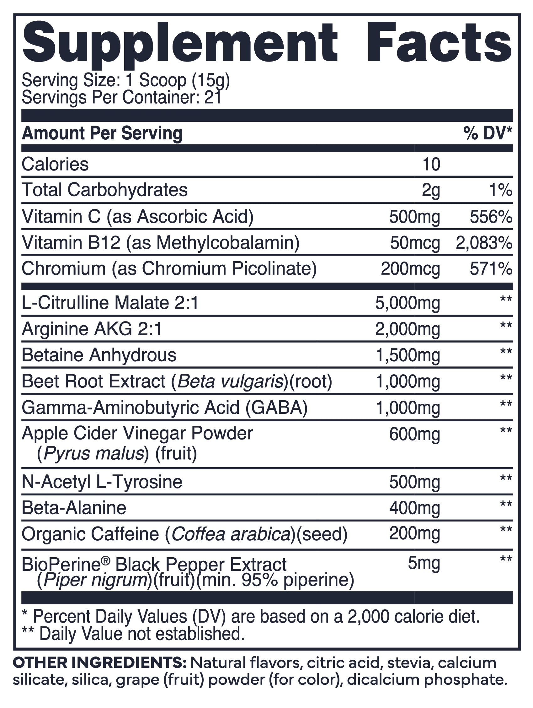 Blackberry Lemonade – Nutrition Label