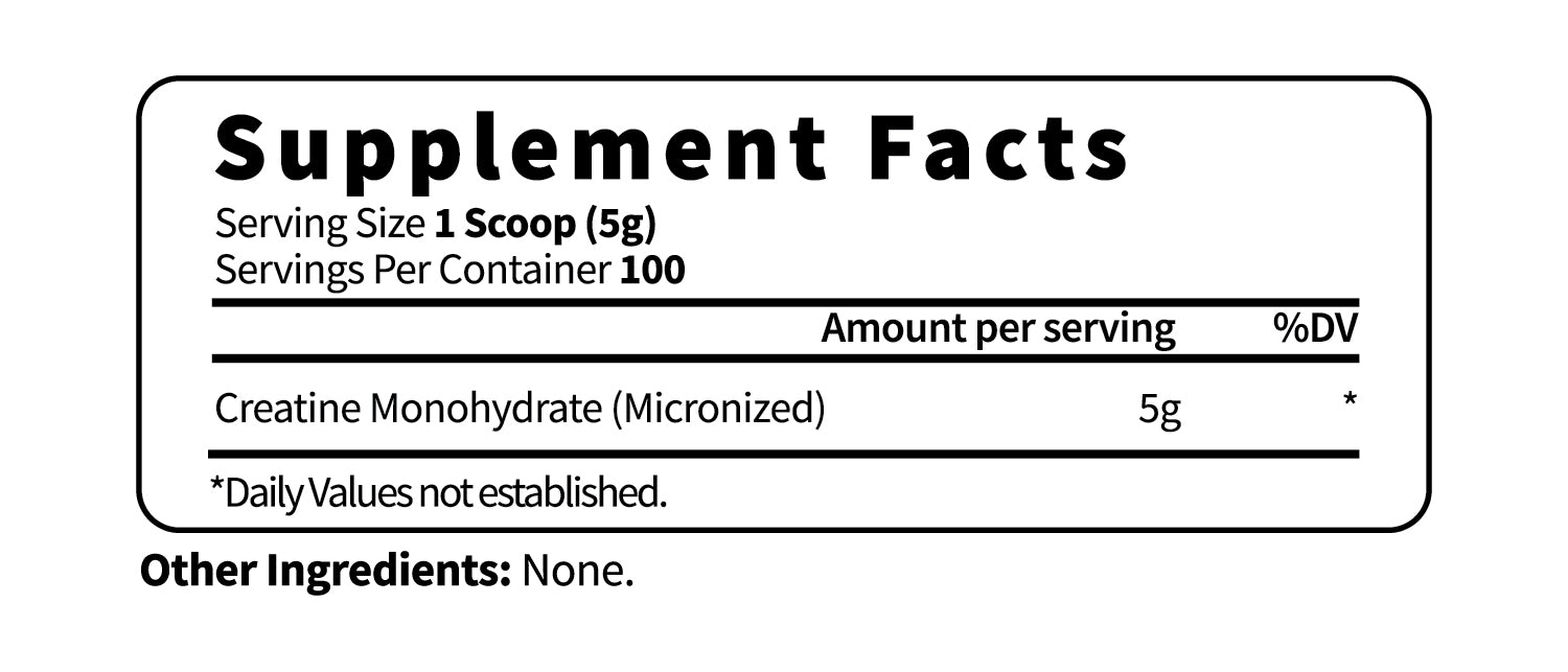 Unflavored – 500g – Nutrition Label