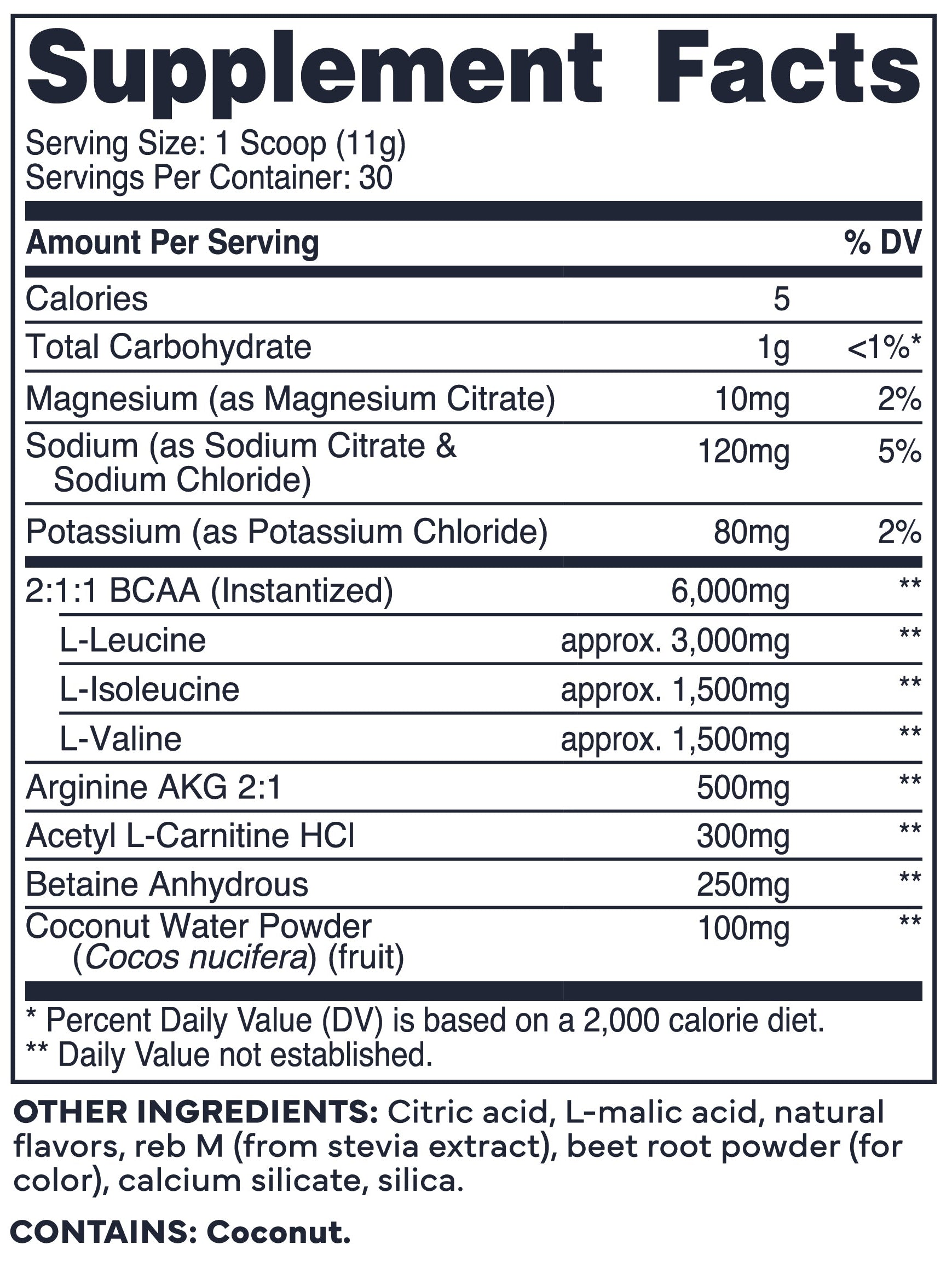 Tropical Fruit Punch – Nutrition Label