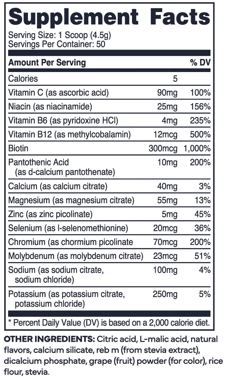 Mixed Berry – Nutrition Label