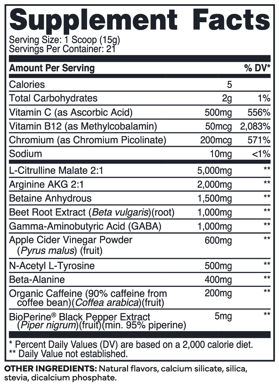 Fruit Punch – Nutrition Label